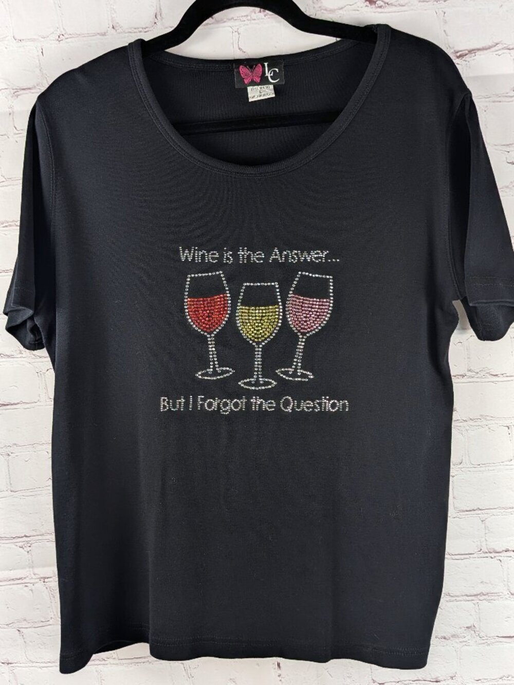 Wine is the Answer Rhinestone Top L